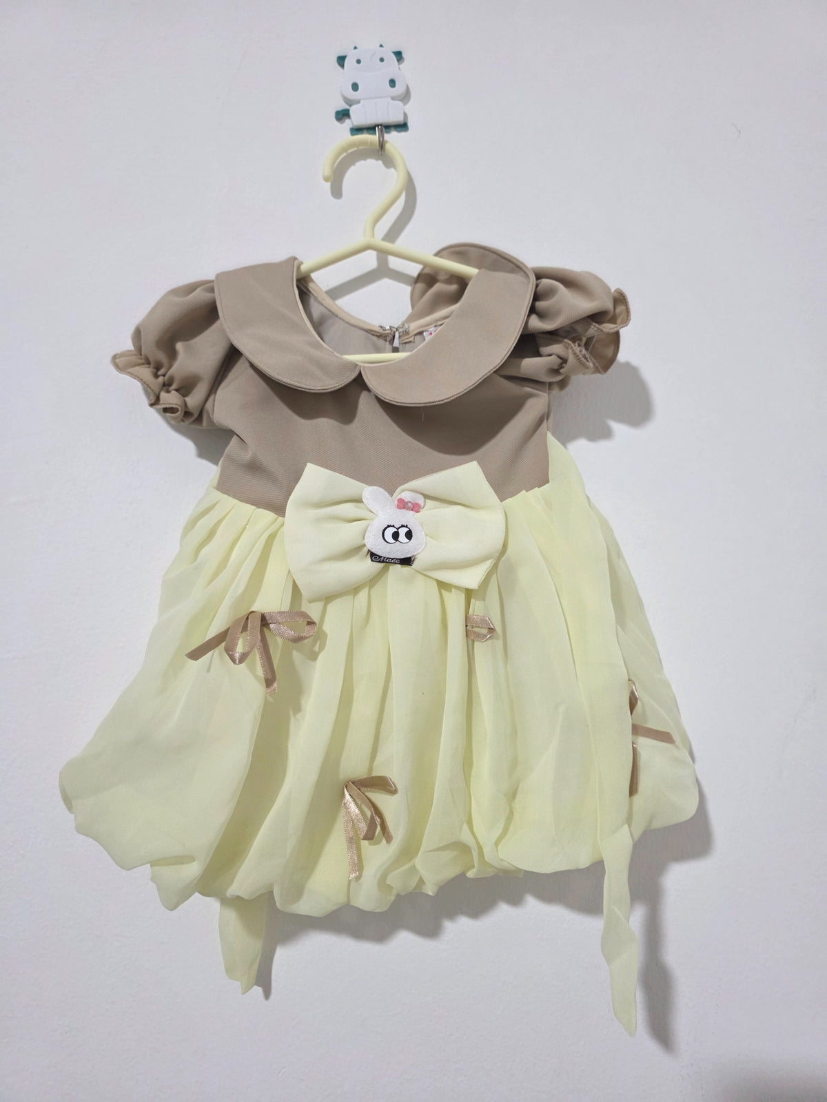 Original product photo of sage and lemon bunny party dress from Inaabia 4-piece combo