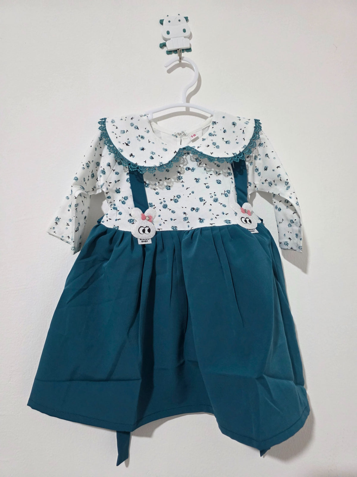 Original product photo of teal floral bunny dress from Inaabia 4-piece combo