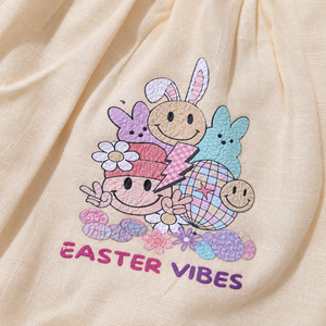 Peach dress Easter Vibes skirt print detail