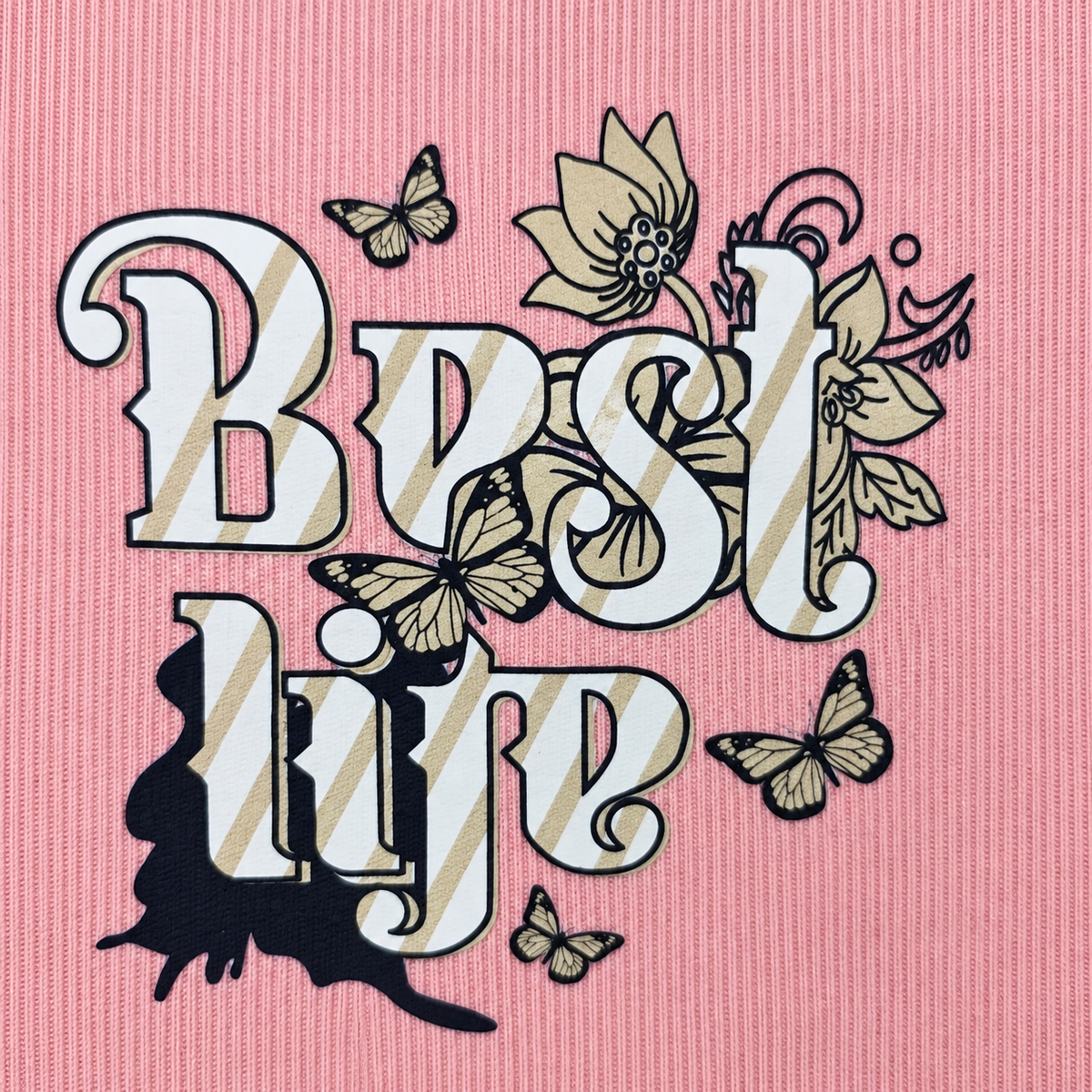 Pink top Best life floral butterfly print detail