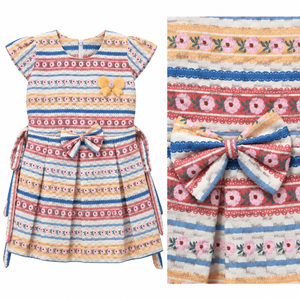 Multicolour striped floral bow dress from Inaabia 4 dress combo set for girls 2 to 3 years