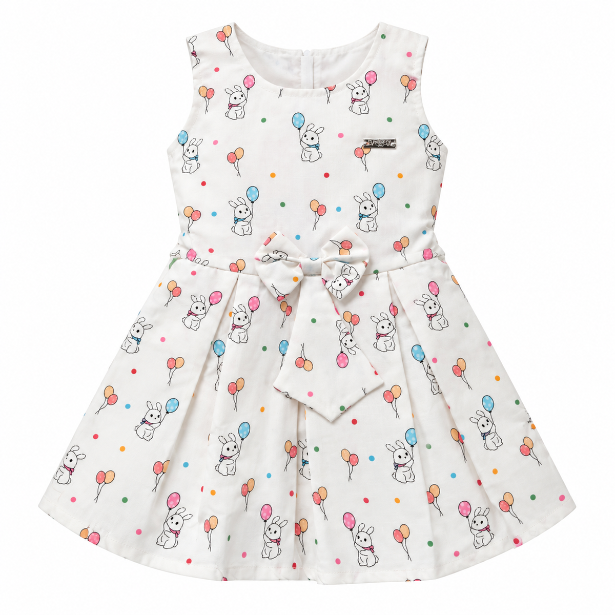 White bunny and balloon print girls dress from Inaabia 4 dress combo set size 2 to 3 years